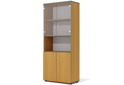 Шкаф высокий широкий (1 открытая полка, со стеклом) Колибри, цвет ольха