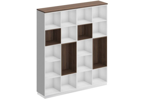 Стеллаж высокий Римини, цвет дуб темный + белый