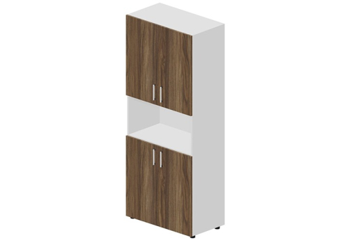 Шкаф высокий с нишей Кристо Директ, цвет орех + белый