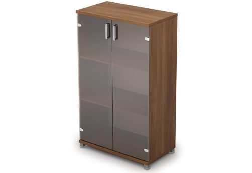 Шкаф средний широкий со стеклом, цвет шамони темный