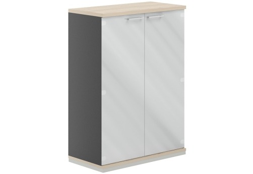 Шкаф 3 уровня со стеклом Фламинго, цвет антрацит + акация