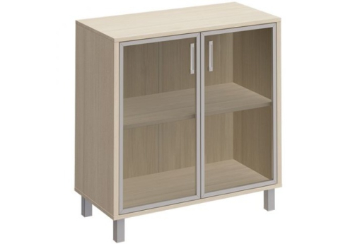 Шкаф низкий широкий со стеклом Сидней, цвет дуб шамони