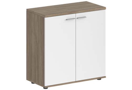 Шкаф низкий 2 двери с задней стенкой HDF Индиго Вуд, цвет дуб темный + белый