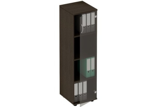 Шкаф средний узкий со стеклянной дверью Тарли, цвет венге