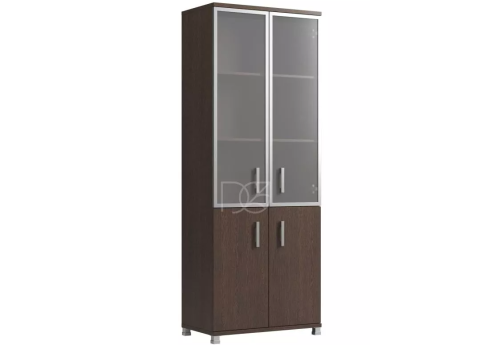 Шкаф комбинированный высокий (стекло в раме), цвет венге