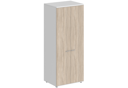 Гардероб с задней стенкой ЛДСП Индиго Вуд, цвет белый + дуб светлый