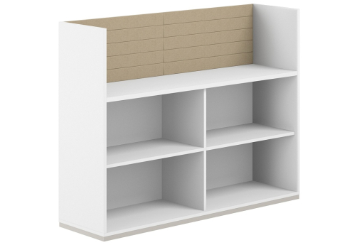 Стеллаж-комбо 1-сторонний с экраном тканевым высоким Фламинго, цвет белый + бежевый