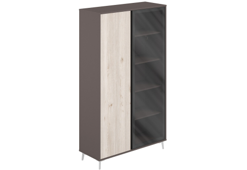 Шкаф высокий комбинированный Кронберг, цвет дуб + вольфрам