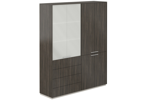 Шкаф комбинированный с матовым стеклом Дания, цвет брэнсон трюфель
