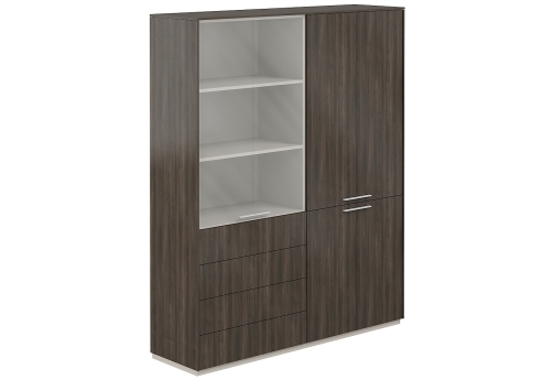 Шкаф комбинированный с прозрачным стеклом Дания, цвет брэнсон трюфель