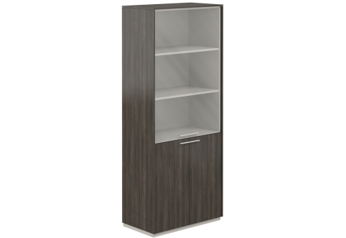 Шкаф высокий с прозрачным стеклом 4 двери Дания, цвет брэнсон трюфель