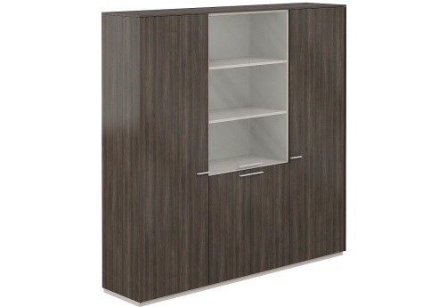 Шкаф комбинированный 2 гардероба + для документов с матовым стеклом 4 двери Дания, цвет брэнсон трюфель