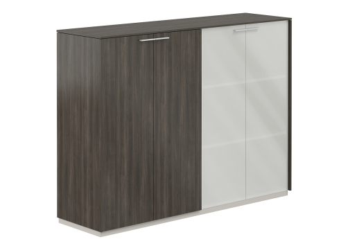 Шкаф средний 4 двери с матовым стеклом Дания, цвет брэнсон трюфель