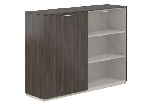 Шкаф средний 4 двери с прозрачным стеклом Дания, цвет брэнсон трюфель