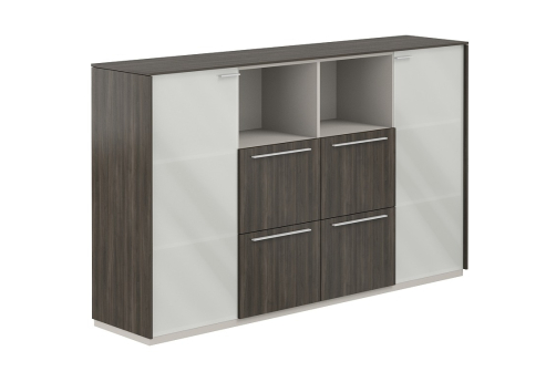 Шкаф средний с матовым стеклом 4 ящика Дания, цвет брэнсон трюфель