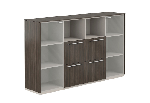 Шкаф средний с прозрачным стеклом 4 ящика Дания, цвет брэнсон трюфель