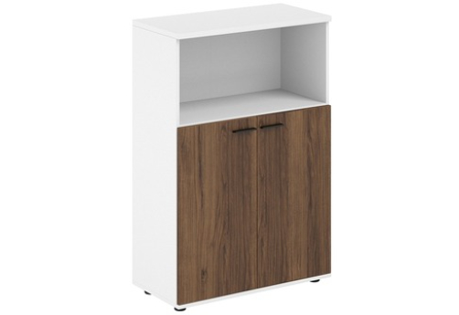 Шкаф средний с нишей 2 двери (задняя стенка ЛДСП) Индиго Вуд, цвет дуб модена + белый