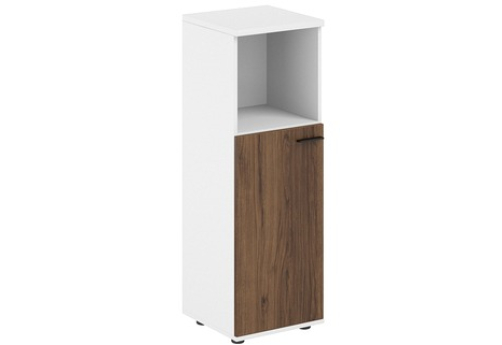 Шкаф средний с нишей левый (задняя стенка HDF) Индиго Вуд, цвет дуб модена + белый