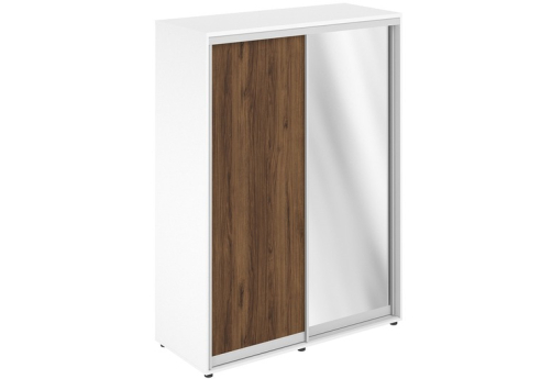 Шкаф-купе высокий с полками (задняя стенка ХДФ) Индиго Вуд, цвет дуб модена + белый