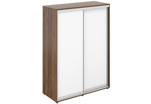 Шкаф-купе высокий с полками (задняя стенка ХДФ) Индиго Вуд, цвет дуб модена + белый