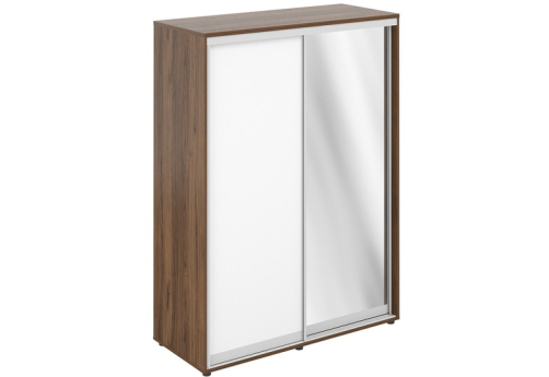 Шкаф-купе высокий с полками и штангой (задняя стенка ХДФ) Индиго Вуд, цвет дуб модена + белый