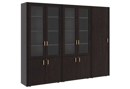 Шкаф для бумаг с гардеробом 5 створок, Визави, цвет венге