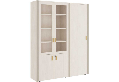 Шкаф для бумаг с одностворчатым гардеробом Визави, цвет дуб шамони светлый