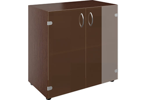 Шкаф широкий низкий со стеклом Адмирал, цвет венге