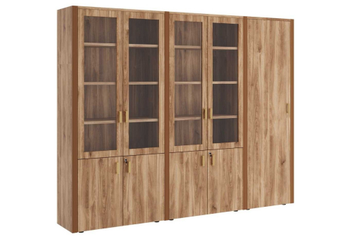 Шкаф для бумаг с гардеробом 5 створок, Визави, цвет орех бренди