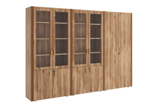 Шкаф для бумаг с гардеробом 6 створок, Визави, цвет орех бренди