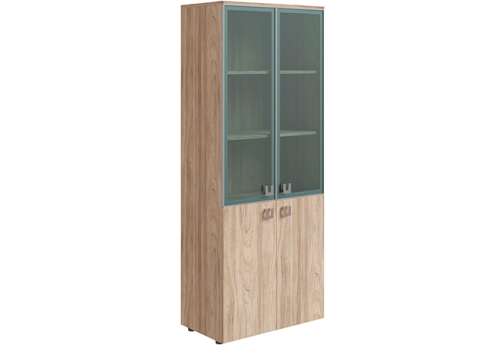Шкаф высокий широкий (3 полки под стеклом) Пальмира, цвет вяз