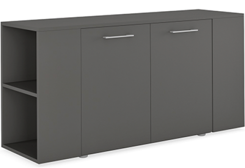 Шкаф низкий широкий cо стеллажами Валетта Антрацит, цвет антрацит