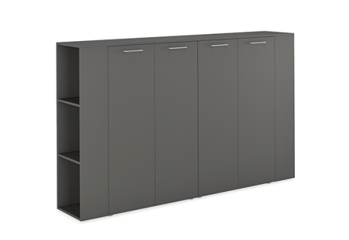 Шкаф средний широкий двойной со стеллажами Валетта Антрацит, цвет антрацит