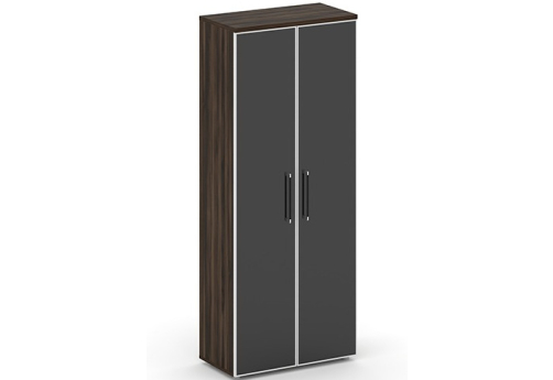 Шкаф высокий широкий (стекло лакобель) Брауни, цвет дуб мали + черный
