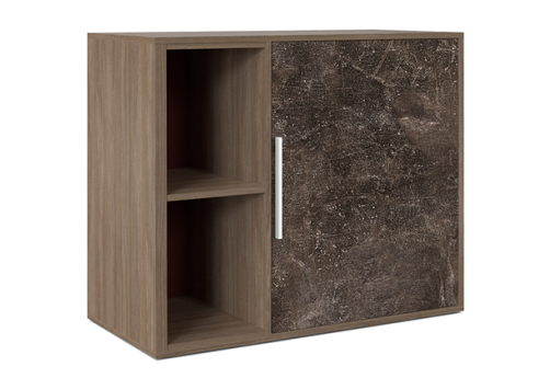 Шкаф низкий с вертикальной нишей Супер Т, цвет вяз + бетон темный