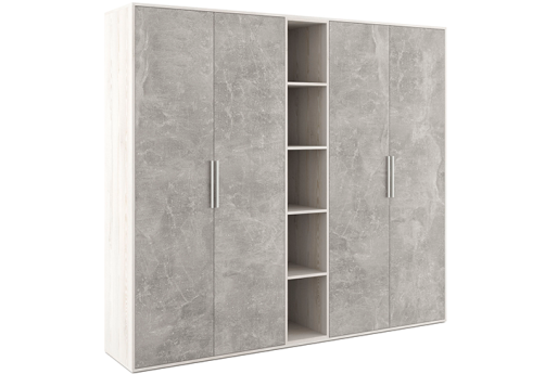 Шкаф высокий 4 створки, с нишей Супер Т, цвет сосна + бетон