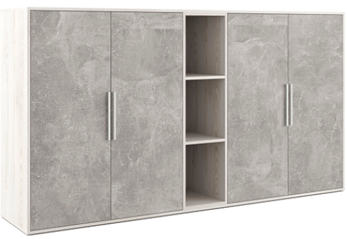 Шкаф средний 4 створки, с нишей Супер Т, цвет сосна + бетон