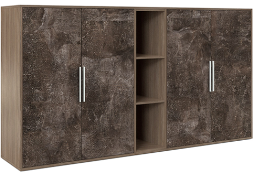 Шкаф средний 4 створки, с нишей Супер Т, цвет вяз + бетон темный