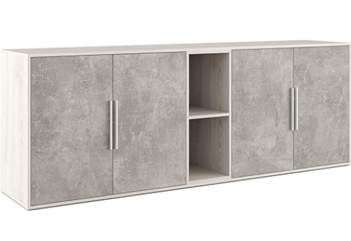 Шкаф низкий 4 створки, с нишей Супер Т, цвет сосна + бетон