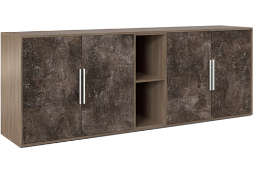 Шкаф низкий 4 створки, с нишей Супер Т, цвет сосна + бетон