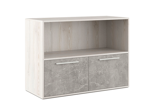 Шкаф низкий с горизонтальной нишей Супер Т, цвет сосна + бетон