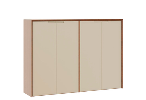 Шкаф средний 4 двери Невада, цвет дуб капучино + бежевый
