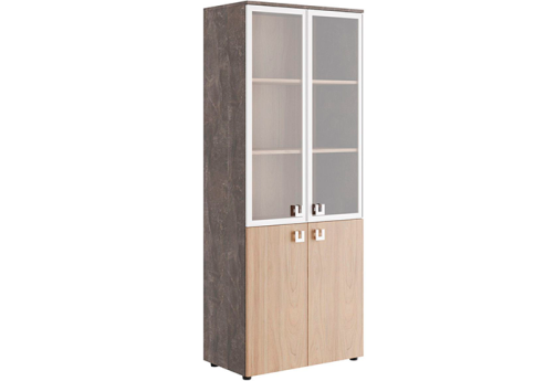 Шкаф для бумаг со стеклом Челси, цвет вяз + бетон темный