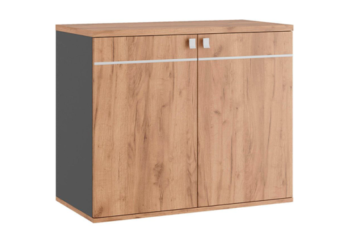 Шкаф низкий закрытый Эрника, цвет дуб крафт + антрацит