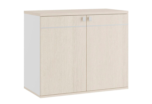Шкаф низкий закрытый Эрника, цвет дуб шамони светлый + белый