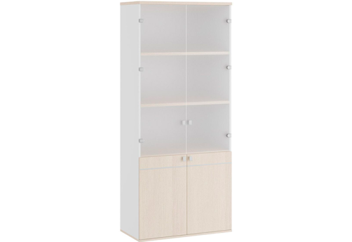 Шкаф для бумаг со стеклом Эрника, цвет дуб шамони светлый + белый