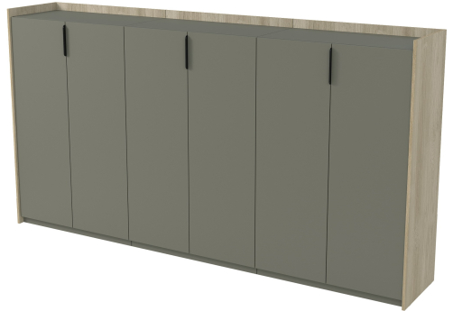 Шкаф средний трехсоставной Венди, цвет светлый дуб + терра