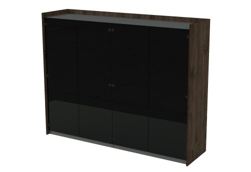 Шкаф средний двусоставной со стеклом Венди, цвет брауни + графит