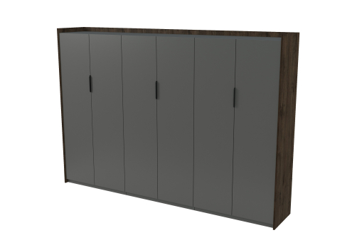 Шкаф высокий трехсоставной комбинированный Венди, цвет брауни + графит