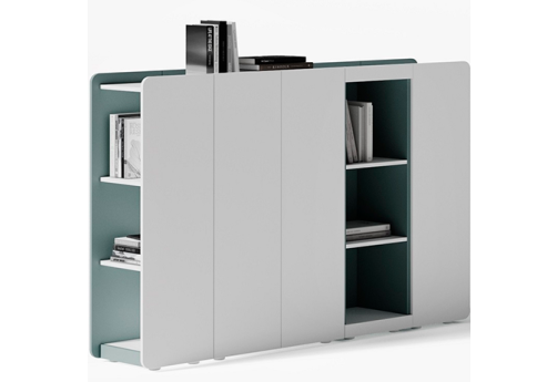 Шкаф средний со стеллажами Беллони, цвет эвкалипт + белый